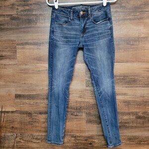 American Eagle Jeans 2 S Jegging Low Rise 360 Super Super Stretch Medium Dark